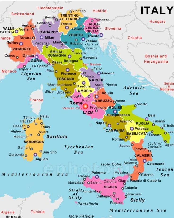 Mapa de italia con ciudades
